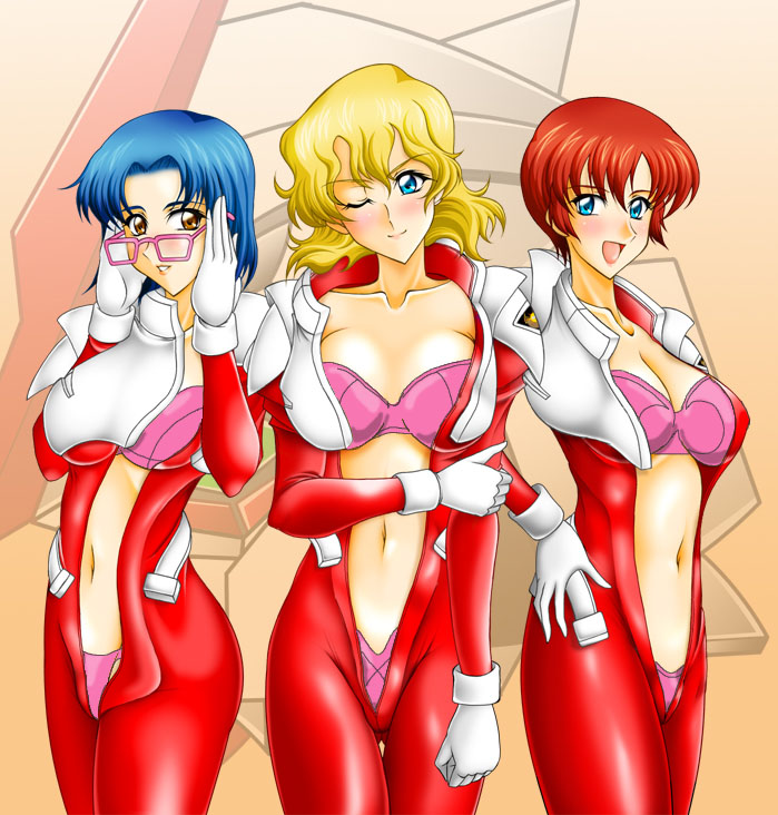 mayura labatt, juri wu nien, and asagi caldwell (gundam and 1 more)