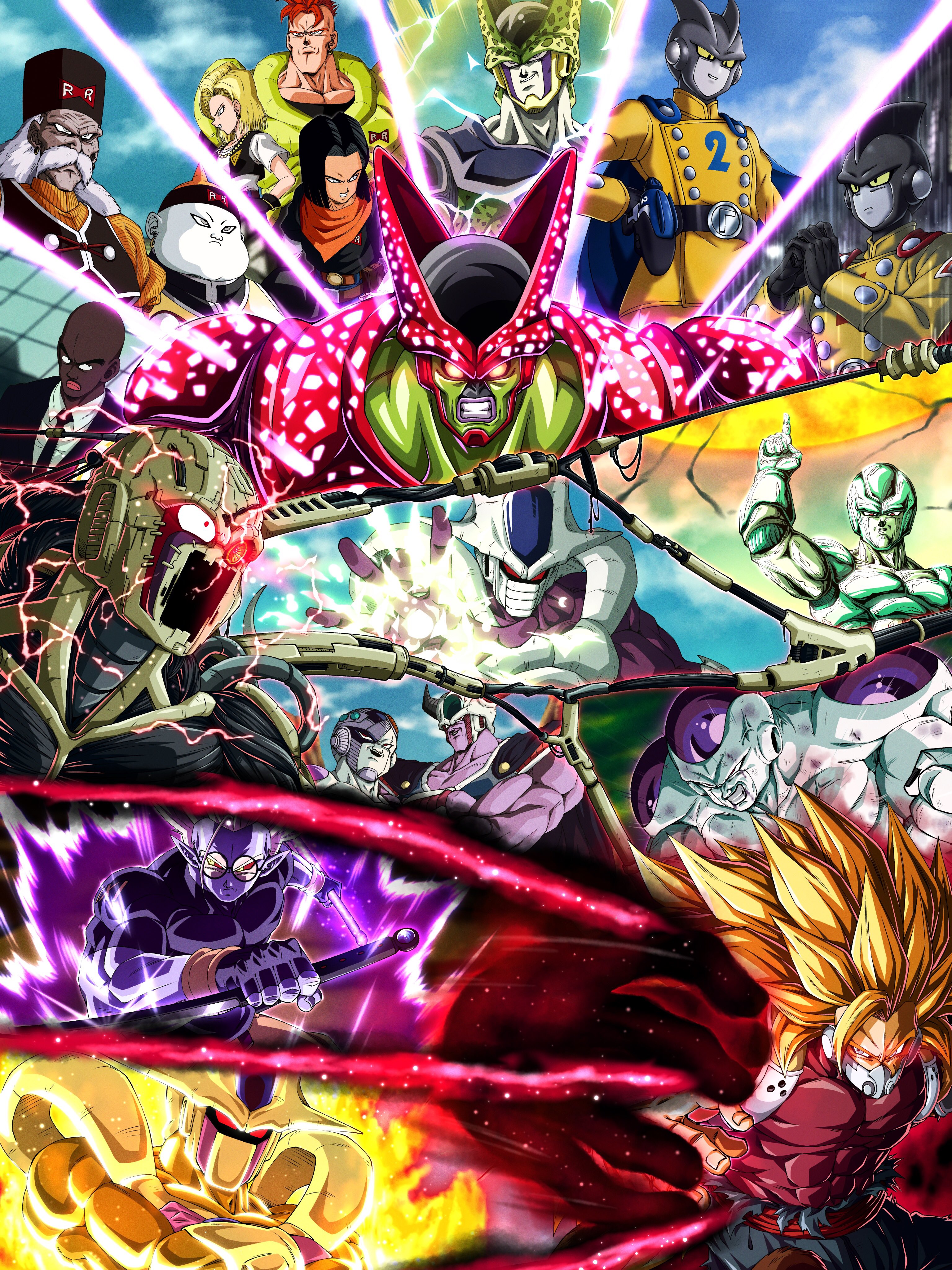 android 18, frieza, cell, android 17, perfect cell, and 13 more