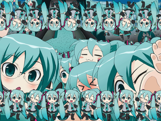 hatsune miku and hachune miku (vocaloid) drawn by mameshiba_(pixiv_59310)