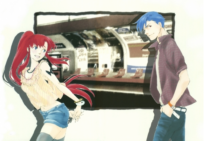 yoko littner and kamina (tengen toppa gurren lagann) drawn by hayashi_akemi