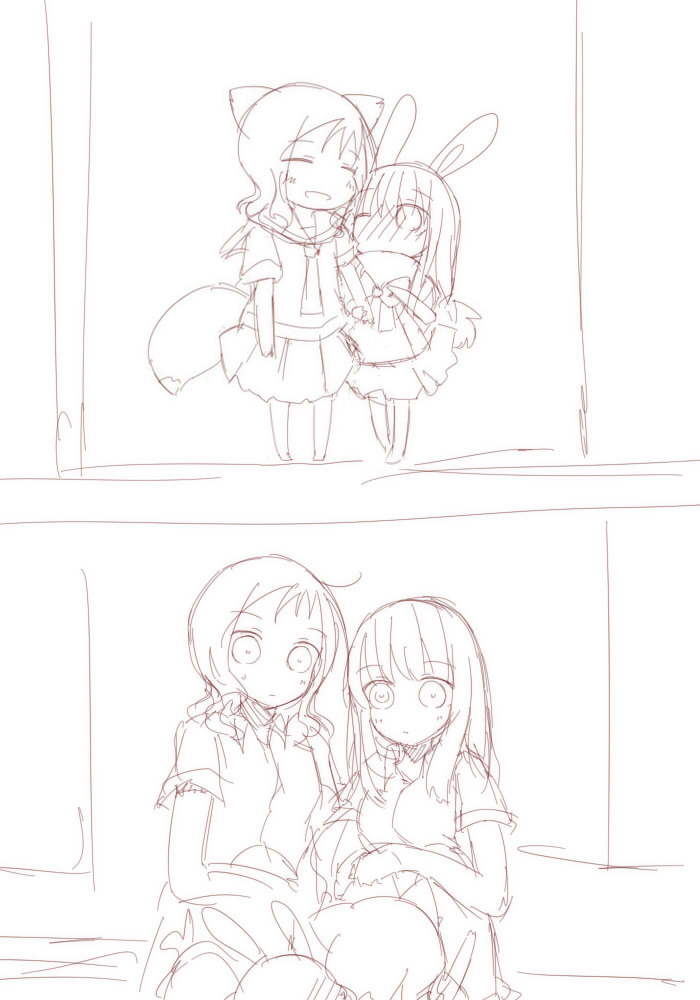 takei hisa and fukuji mihoko (saki) drawn by fud