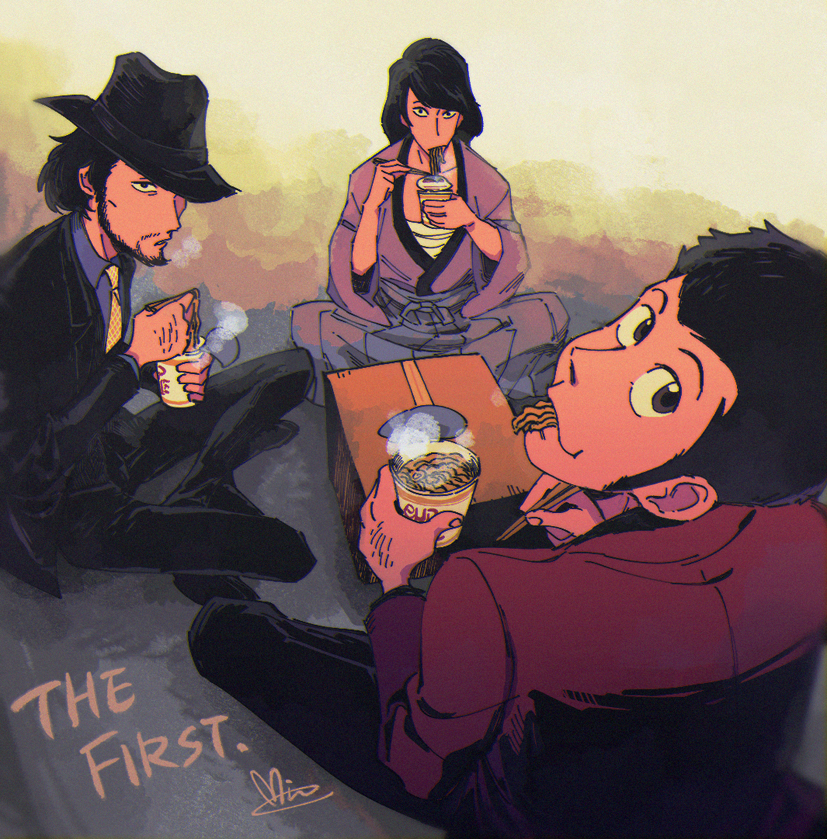 arsene lupin iii, jigen daisuke, and ishikawa goemon xiii (lupin iii) drawn by mino_(mino_cat)
