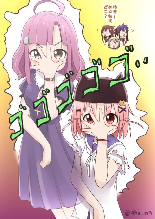ebisuzawa kurumi, takeya yuki, wakasa yuuri, naoki miki, and sakura megumi (jojo no kimyou na bouken and 1 more) drawn by ahenn