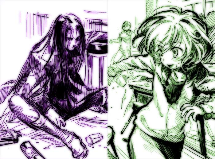 cleo everlastin and uys els ito egum ed gorgon (majutsushi orphen) drawn by ame_yamori