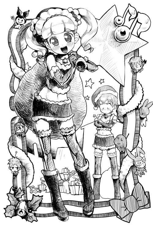 my melody, kuromi, yumeno uta, baku, fujisaki mana, and 5 more (sanrio and 1 more) drawn by moudoku_(decopon3rd)