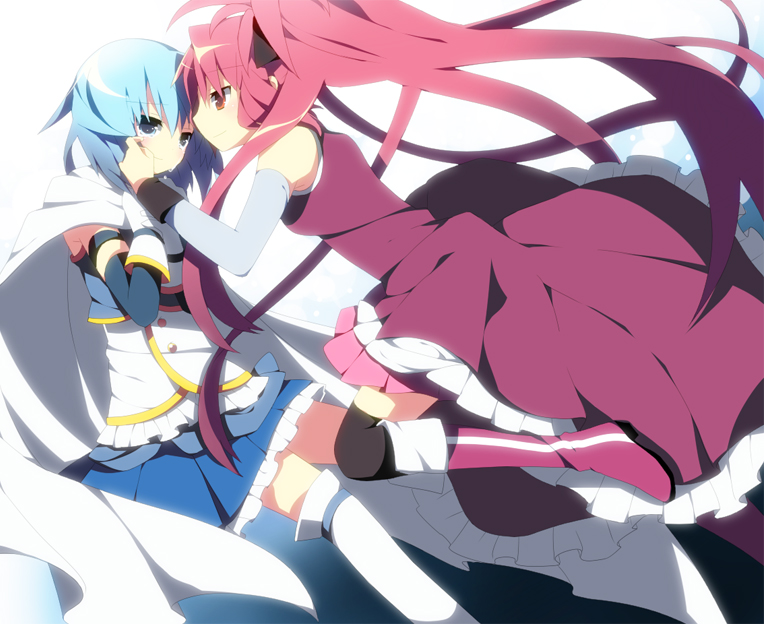 miki sayaka and sakura kyoko (mahou shoujo madoka magica) drawn by soranagi