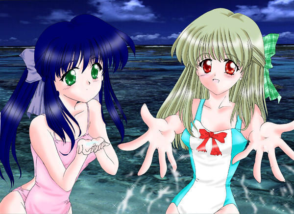 kawasumi mai and kurata sayuri (kanon) drawn by famille