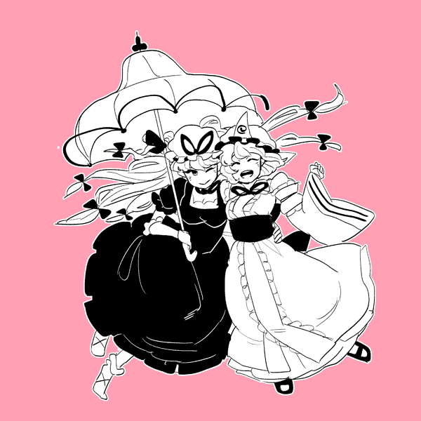 yakumo yukari and saigyouji yuyuko (touhou) drawn by tamiko_(paseri)