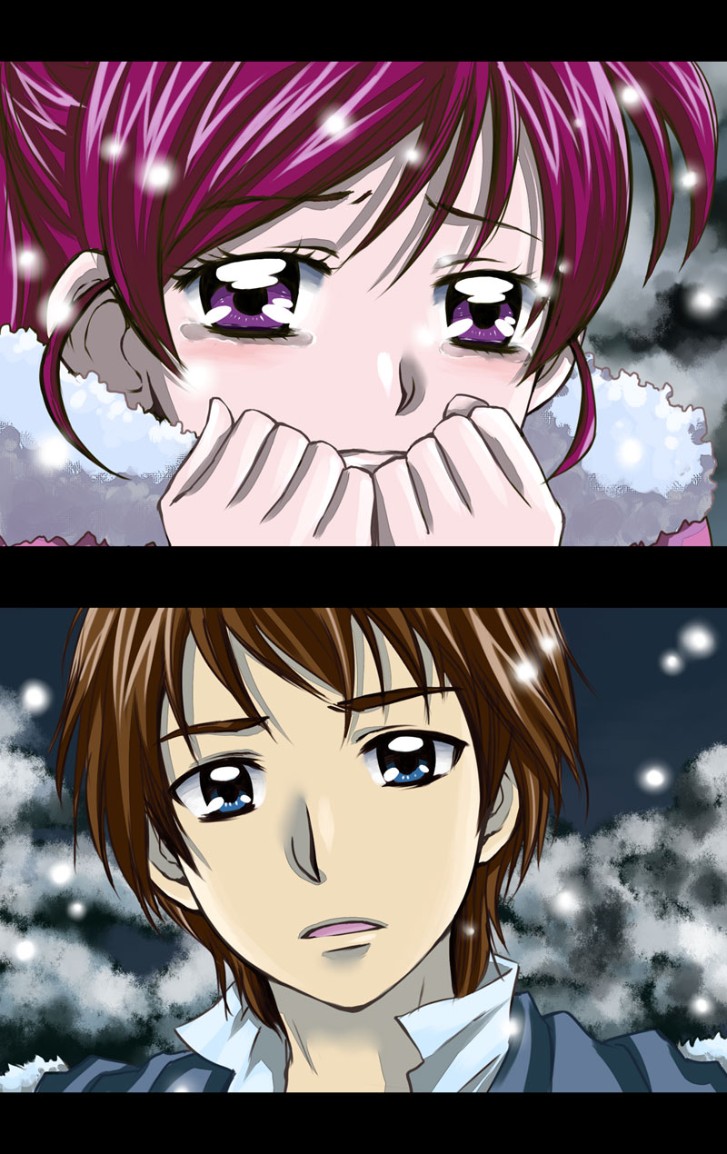 yumehara nozomi, coco, and kokoda kouji (precure and 1 more) drawn by sarukimo