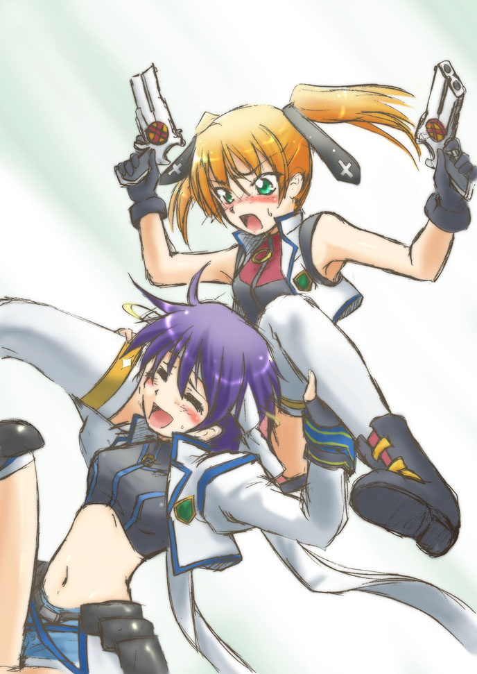 subaru nakajima, teana lanster, and cross mirage (lyrical nanoha and 1 more)