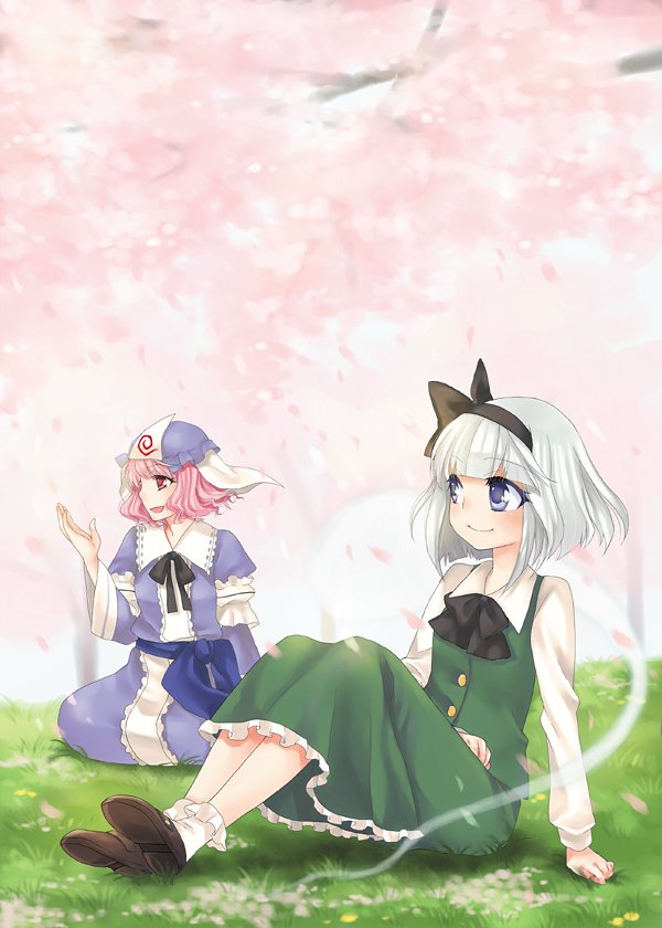 konpaku youmu and saigyouji yuyuko (touhou) drawn by midori_(green_tea)