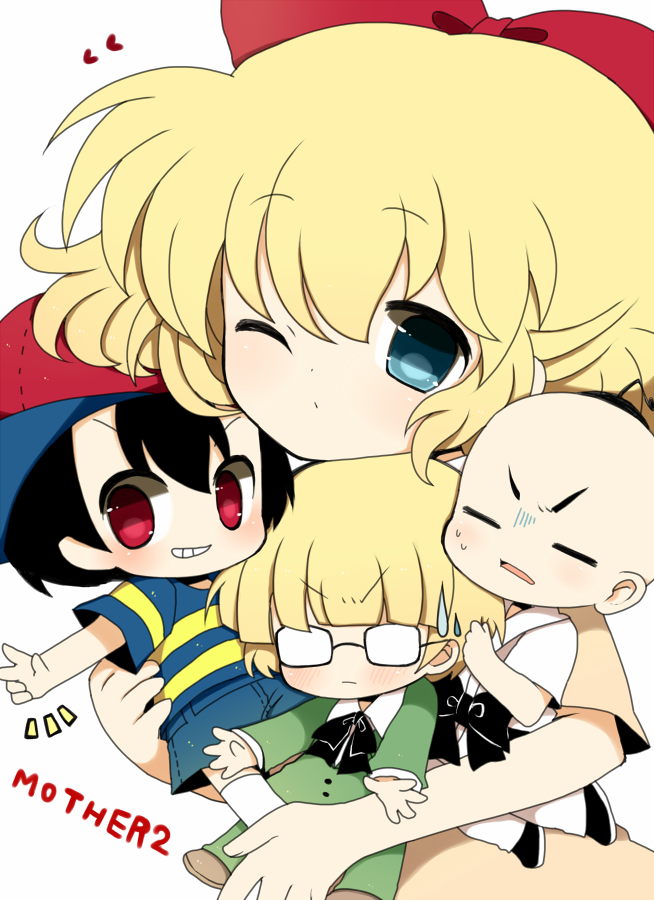 ness, paula, jeff andonuts, and poo (mother and 1 more) drawn by haru_(kyou)