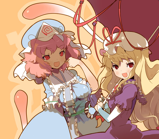yakumo yukari and saigyouji yuyuko (touhou) drawn by hiruma_andon