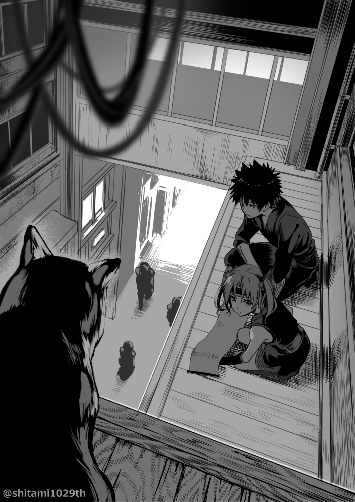 shirai kuroko and kamijou touma (toaru majutsu no index and 1 more) drawn by michimaru_(michi)