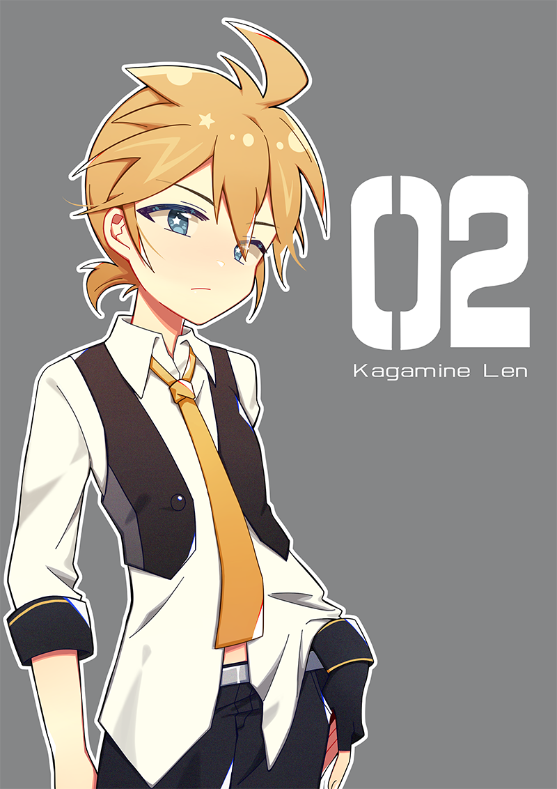 kagamine len (vocaloid and 2 more) drawn by zimoow