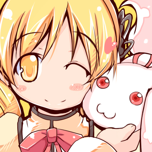 tomoe mami and kyubey (mahou shoujo madoka magica) drawn by mad_(hazukiken)