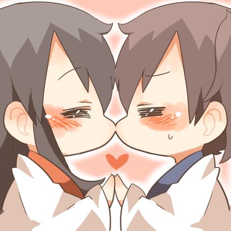 kaga and akagi (kantai collection) drawn by rebecca_(keinelove)