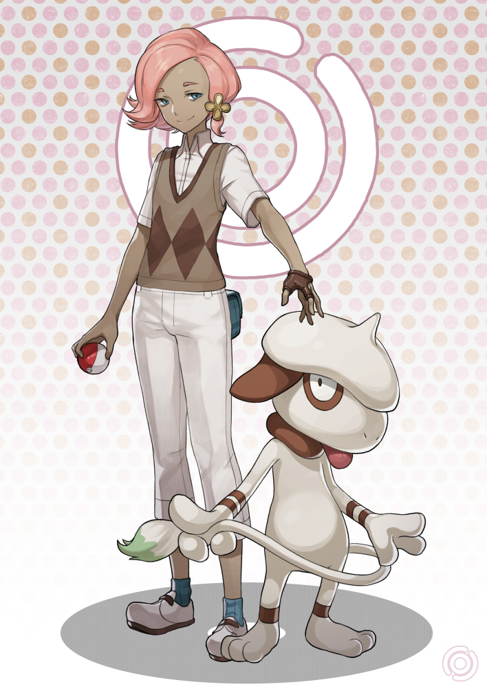 smeargle and ilima (pokemon and 1 more) drawn by neko_sheep