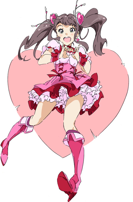 cure peach and okamoto miyu (precure and 2 more) drawn by umanosuke