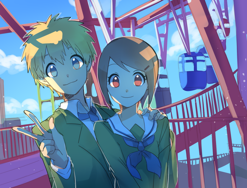 yagami hikari and takaishi takeru (digimon and 2 more) drawn by huan_li