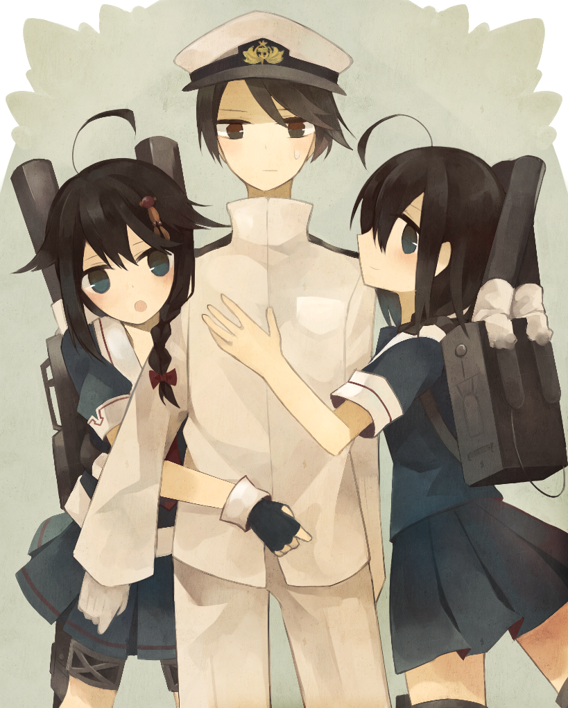 admiral, shigure, and shigure kai ni (kantai collection) drawn by re:_(fsizefree)