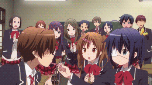 takanashi rikka, nibutani shinka, and togashi yuuta (chuunibyou demo koi ga shitai!)