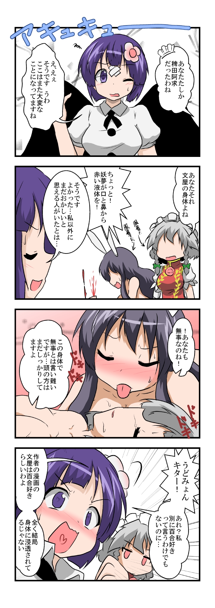 izayoi sakuya, konpaku youmu, shameimaru aya, reisen udongein inaba, ibaraki kasen, and 1 more (touhou) drawn by mikazuki_neko