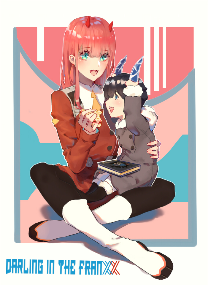 zero two and hiro (darling in the franxx) drawn by atianshi