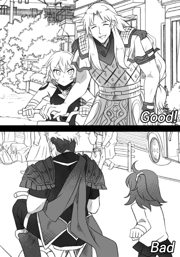 fujimaru ritsuka, jack the ripper, achilles, and chiron (fate and 1 more) drawn by uni_(unnny)