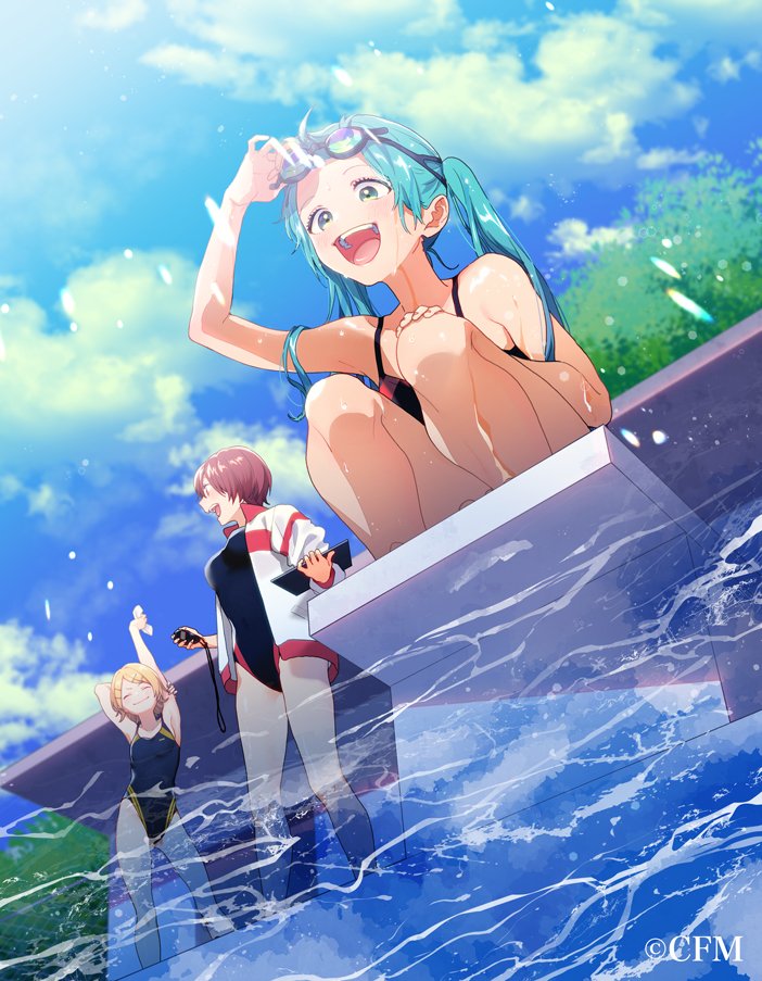hatsune miku, kagamine rin, and meiko (vocaloid) drawn by momoiro_oji
