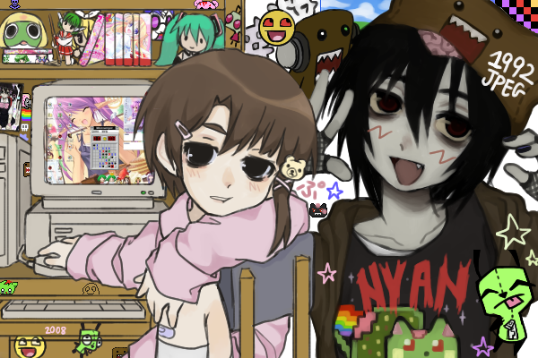 hatsune miku, kagamine rin, iwakura lain, keroro, multi, and 9 more (original and 17 more) drawn by 1992jpeg