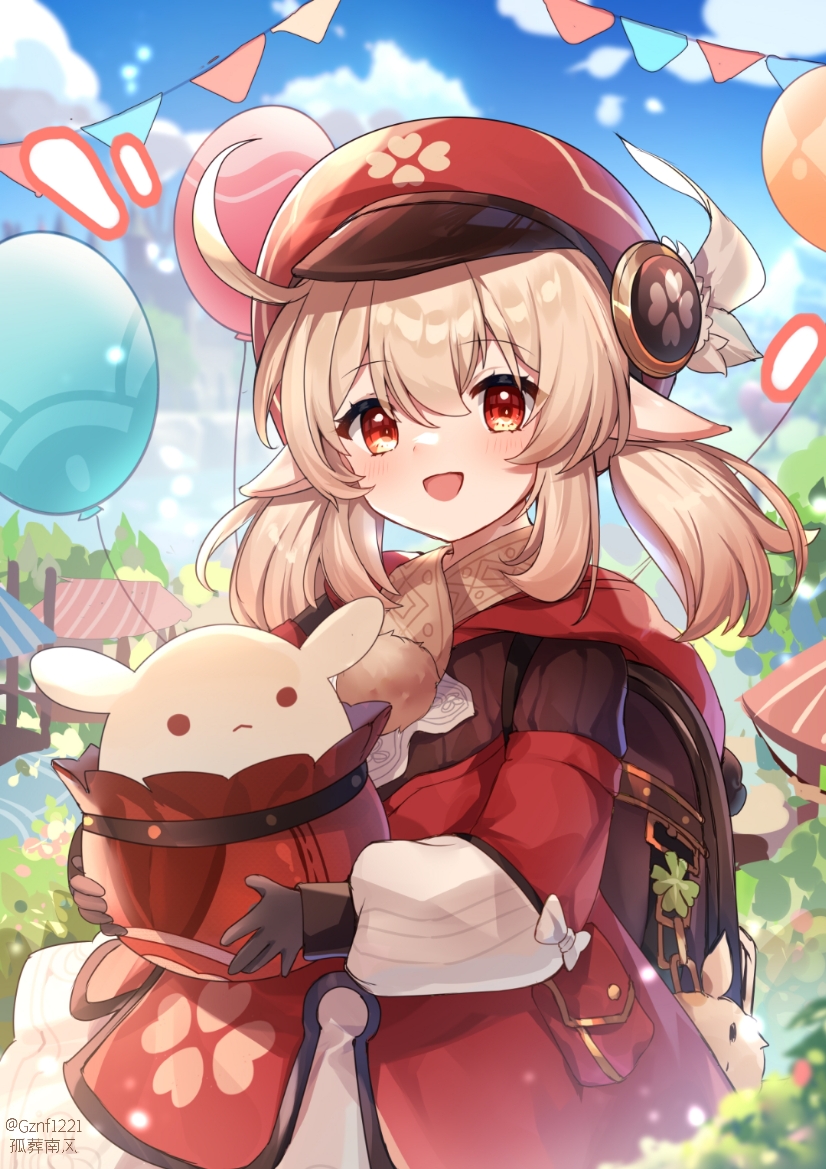klee, dodoco, and jumpy dumpty (genshin impact) drawn by guzangnanfeng