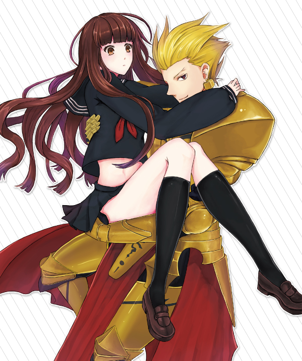 gilgamesh and kishinami hakuno (fate and 2 more) drawn by asarihamaguri