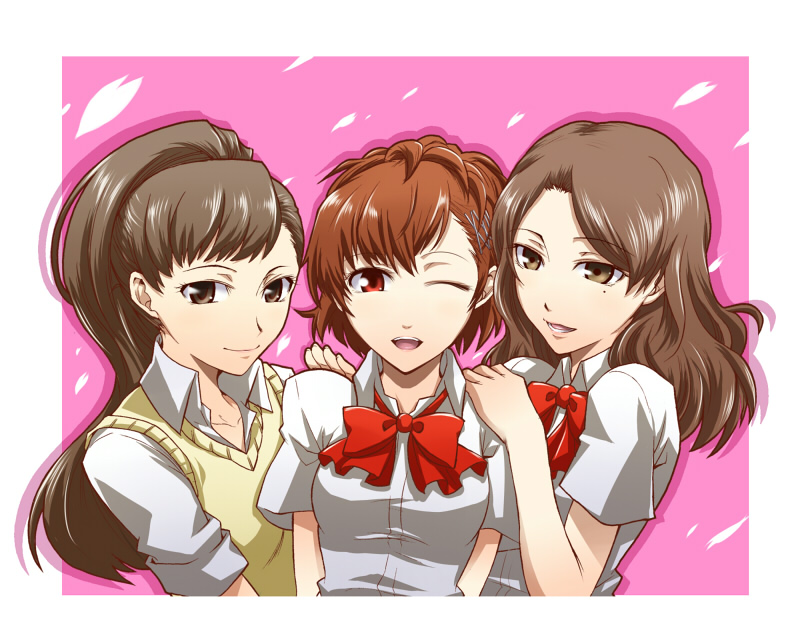 shiomi kotone, iwasaki rio, and hasegawa saori (persona and 2 more) drawn by segami_daisuke