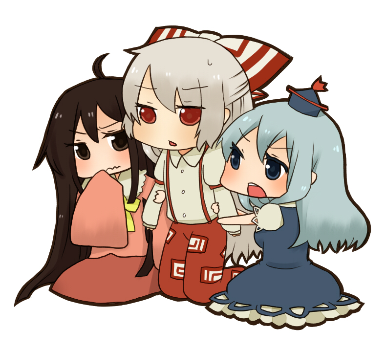 fujiwara no mokou, kamishirasawa keine, and houraisan kaguya (touhou) drawn by kanna_(grapejery)