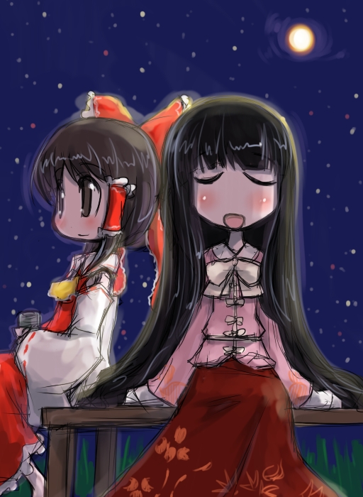 hakurei reimu and houraisan kaguya (touhou) drawn by tao_(kadoya)