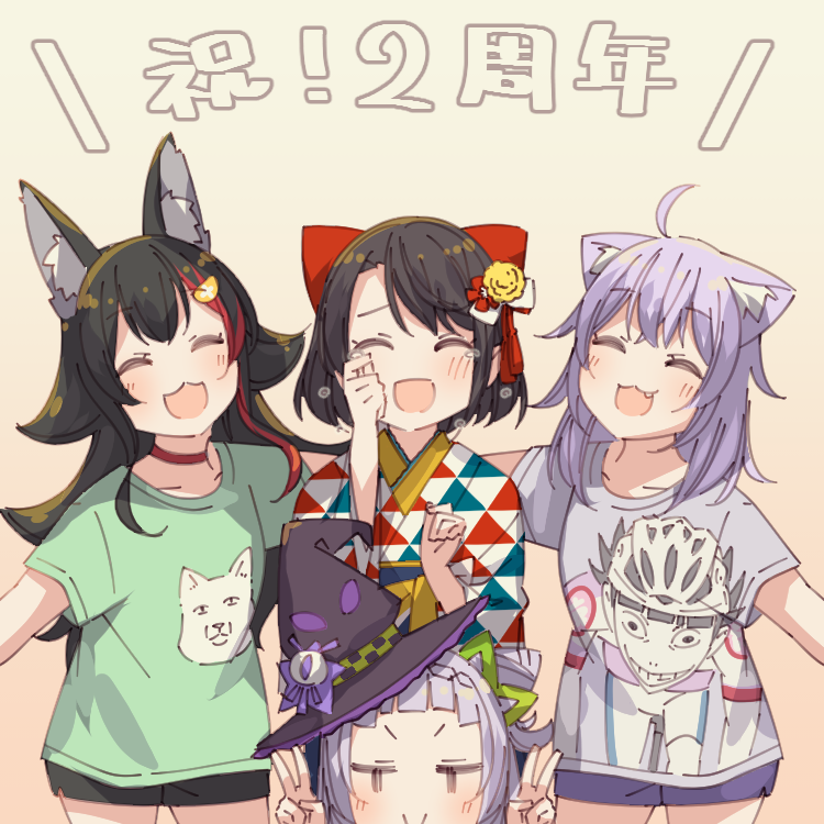 nekomata okayu, ookami mio, oozora subaru, murasaki shion, and midousuji akira (hololive and 1 more) drawn by ayasaka