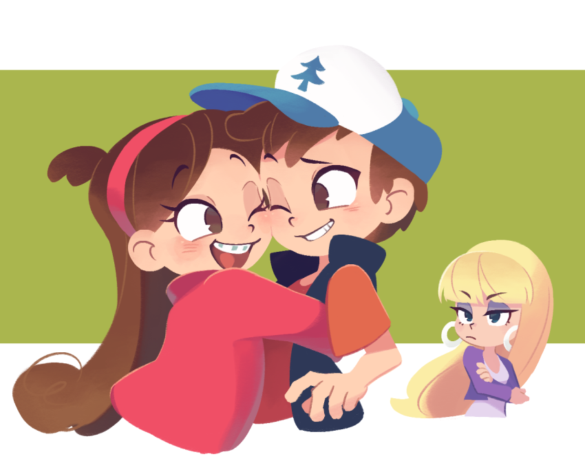 mabel pines, dipper pines, and pacifica northwest (gravity falls) drawn by ukata