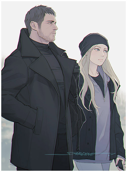 chris redfield and rosemary winters (resident evil and 1 more) drawn by sardine_(kjr0313)