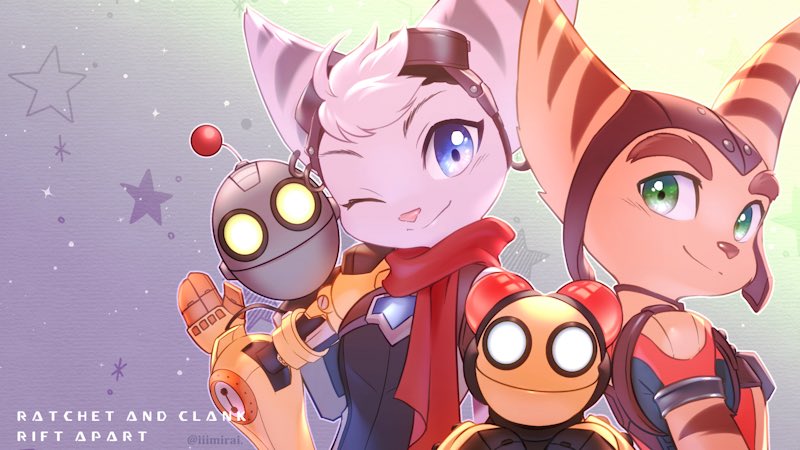 rivet, ratchet, clank, and kit (ratchet & clank and 1 more) drawn by iiimirai