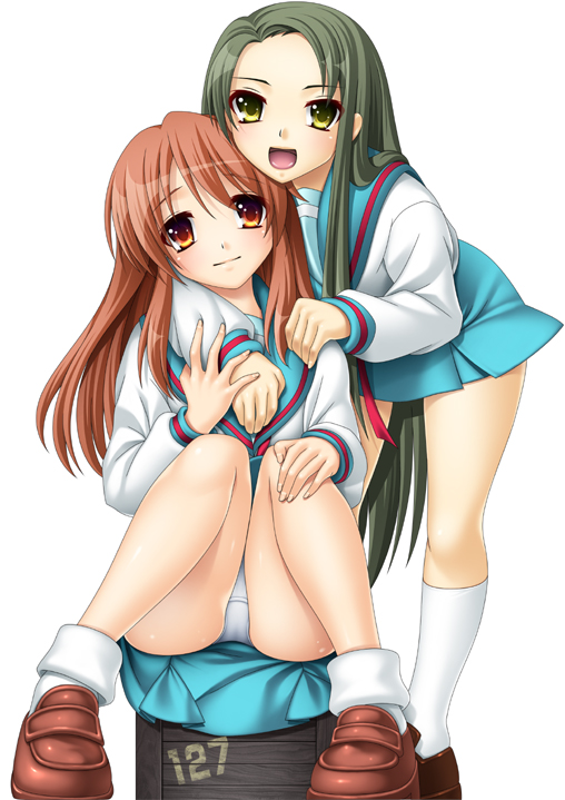 asahina mikuru and tsuruya (suzumiya haruhi no yuuutsu) drawn by 440_(straight440)