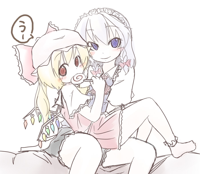 flandre scarlet and izayoi sakuya (touhou) drawn by tamute_(2580rs)