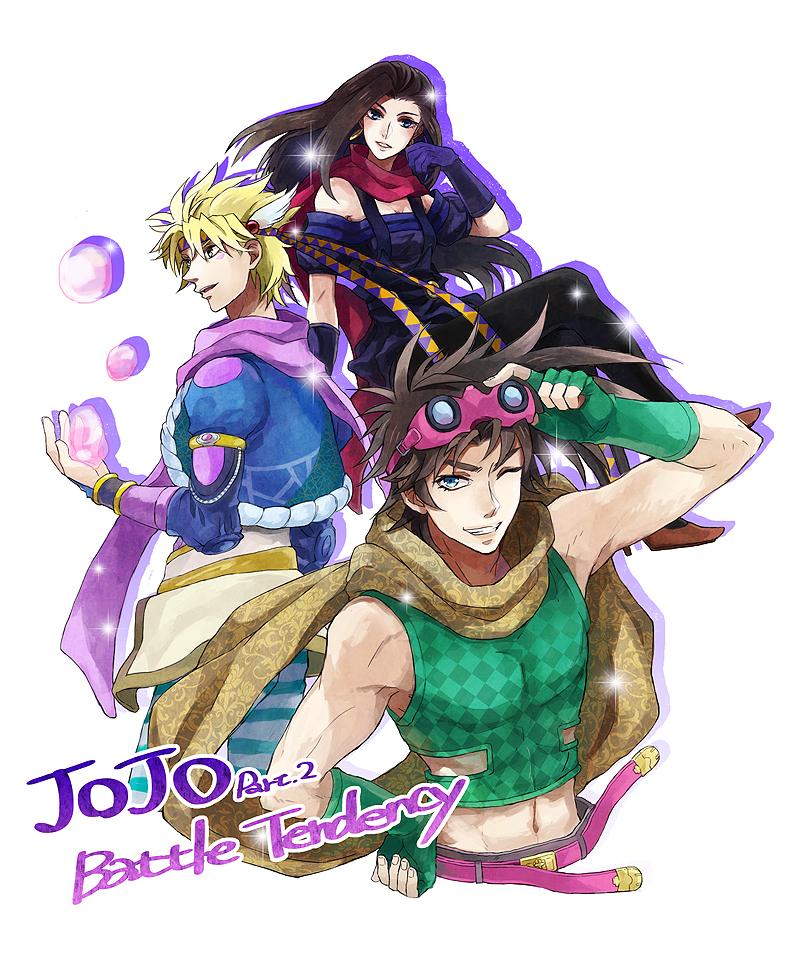 joseph joestar, caesar anthonio zeppeli, and lisa lisa (jojo no kimyou na bouken and 1 more) drawn by sewenan