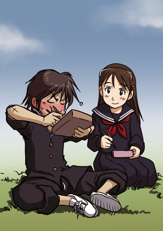 hashimoto fumie and sawaguchi daichi (dennou coil) drawn by sakaki_imasato