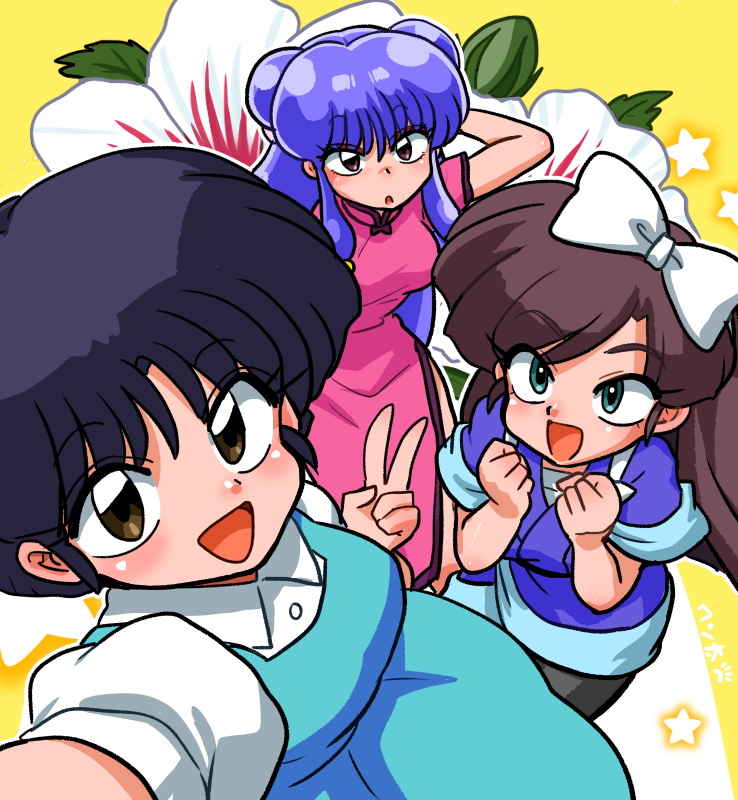 shampoo, tendou akane, and kuonji ukyou (ranma 1/2) drawn by wanta_(futoshi)