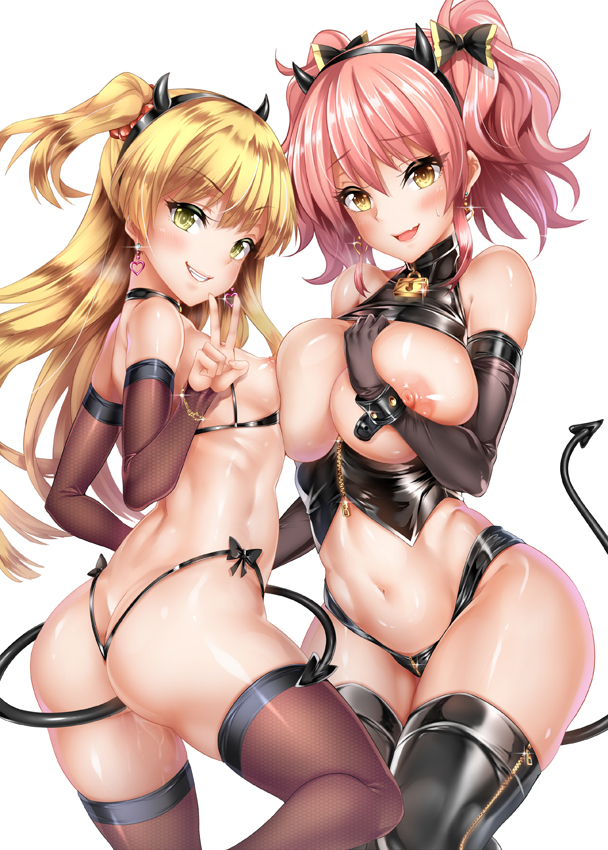jougasaki mika and jougasaki rika (idolmaster and 1 more) drawn by oni-noboru
