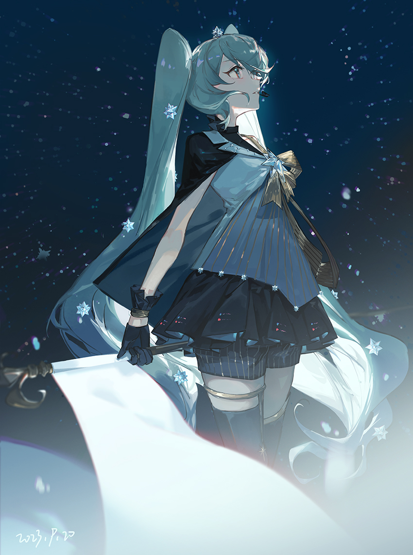 hatsune miku and polaris miku (vocaloid) drawn by mie_lu