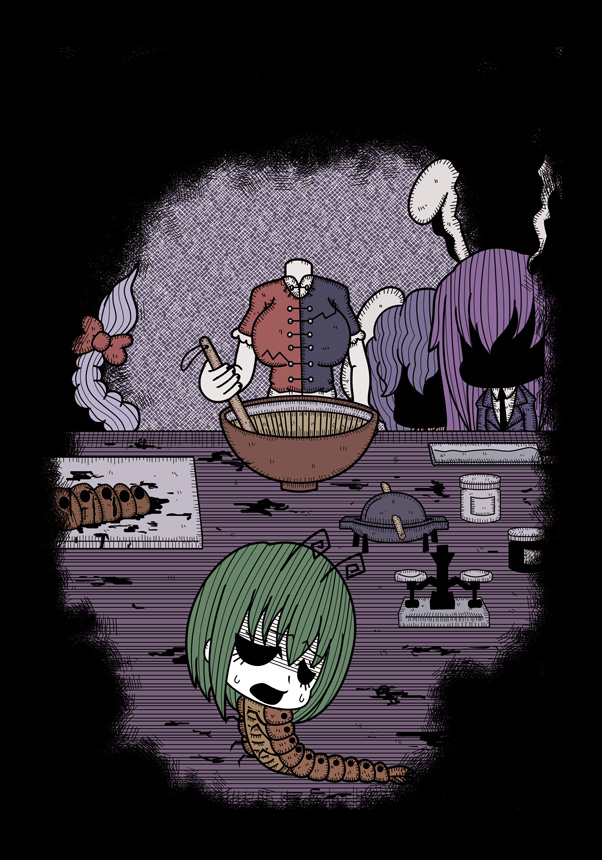 reisen udongein inaba, inaba tewi, yagokoro eirin, and wriggle nightbug (touhou) drawn by genkidaun