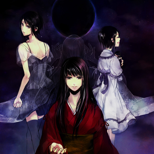 asou misaki, haibara sakuya, and miya (fatal frame and 1 more) drawn by koko_(oyasuminasai)