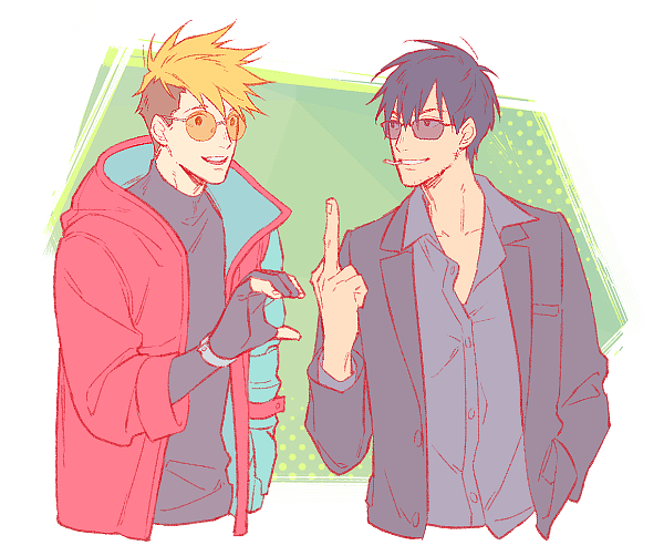 vash the stampede and nicholas d. wolfwood (trigun and 1 more) drawn by 3mega
